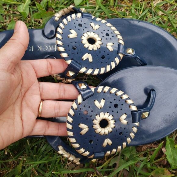Jack Rogers Womens Georgica Jelly Sandals Slide Size 7 Beachy Vacation Navy Blue - Picture 7 of 12